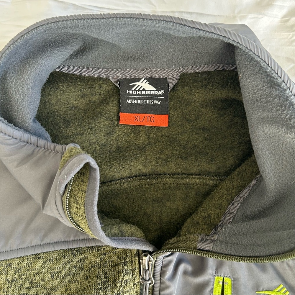 HIGH SIERRA Men Funston II Sweater‎ Fleece Jacket Moss Green Thermal Full Zip XL - Picture 3 of 15